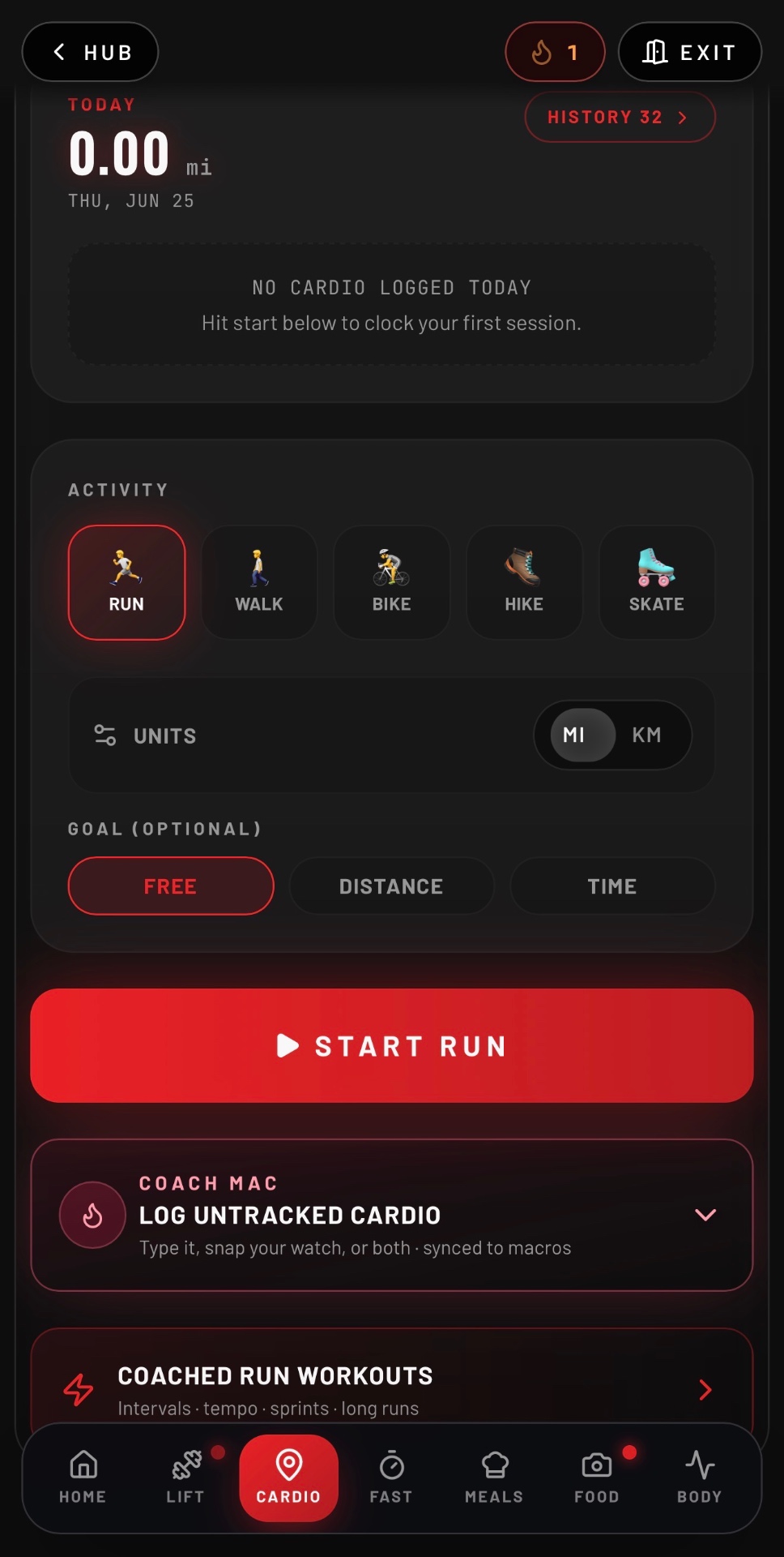 Live cardio session in progress