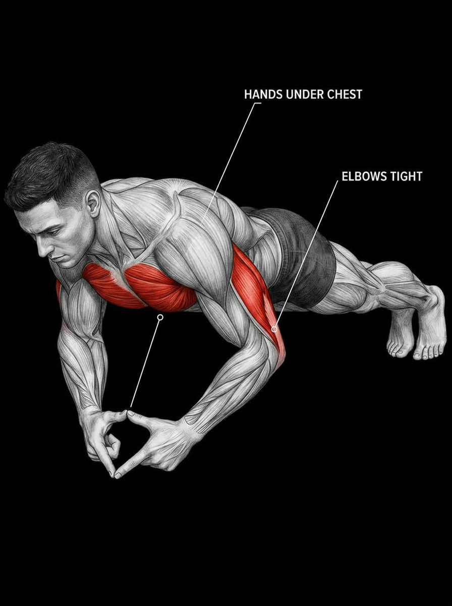 Close Grip Push Up anatomy plate