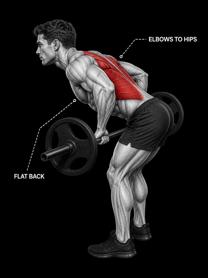 Barbell Row anatomy plate