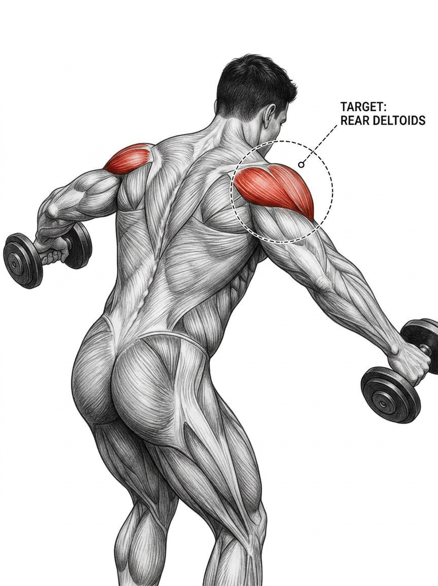 Rear Delt Fly anatomy plate