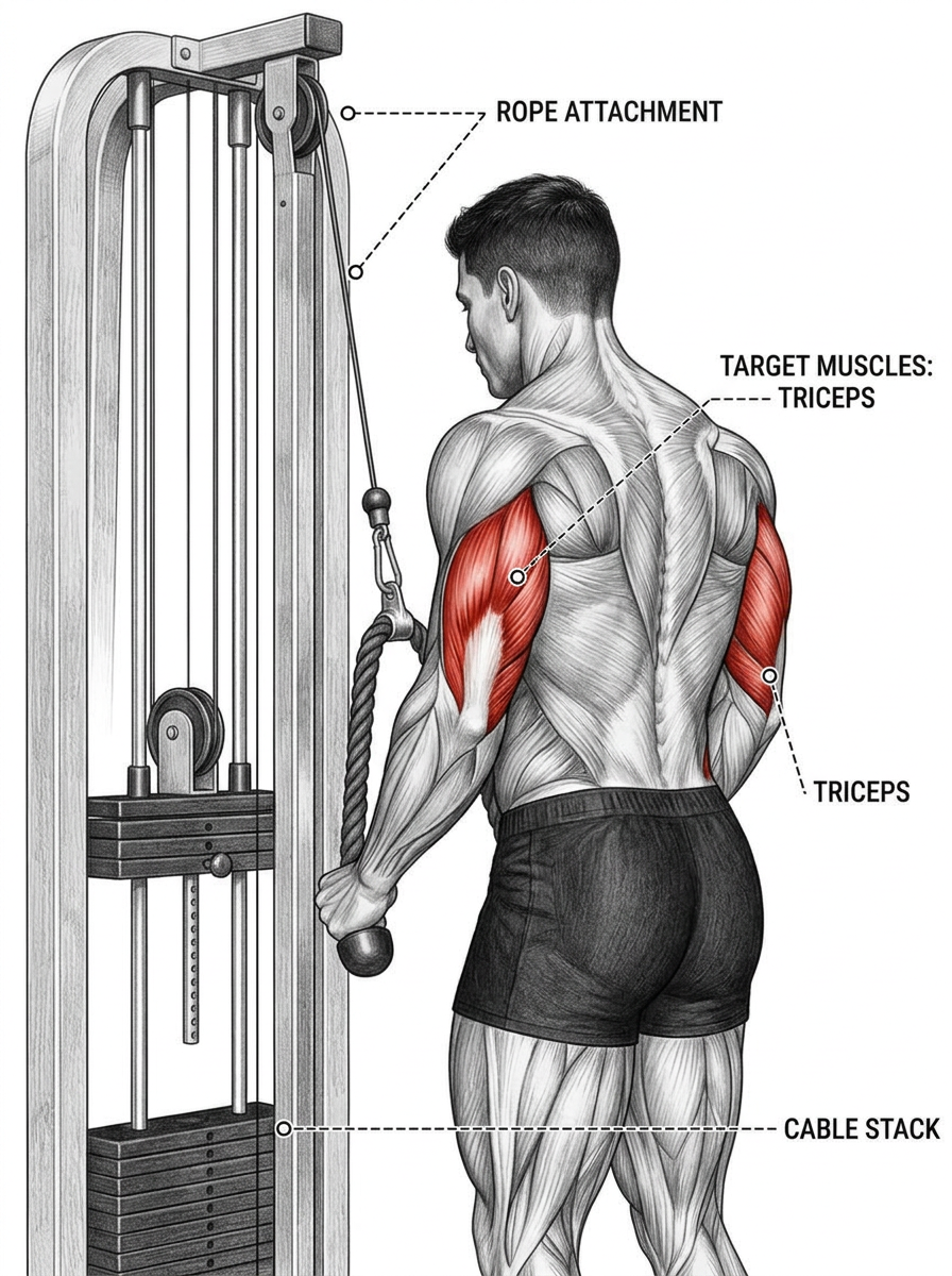 Tricep Pushdown anatomy plate