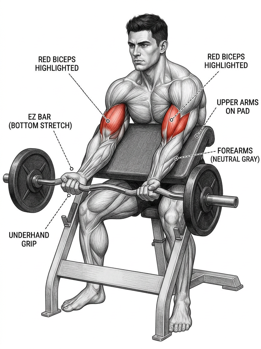 Preacher Curl anatomy plate