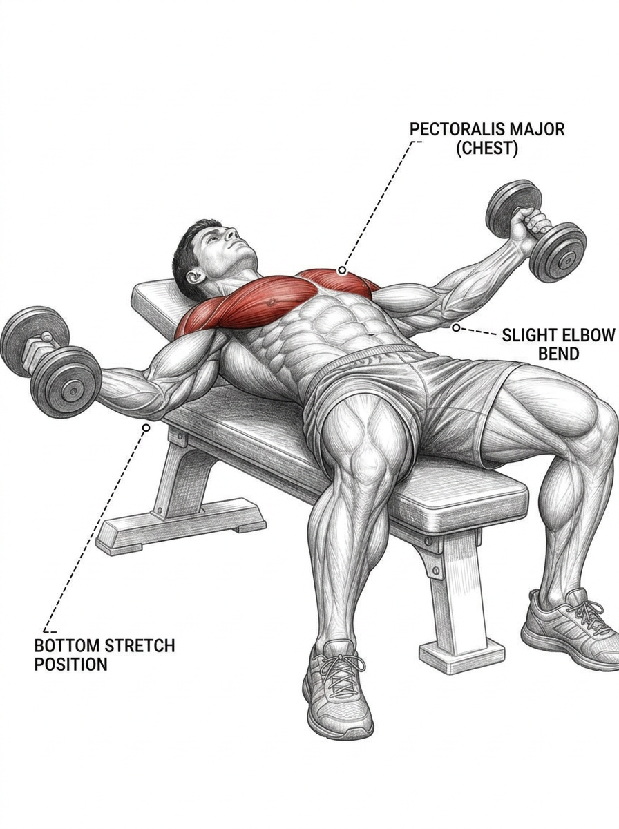 Dumbbell Fly anatomy plate