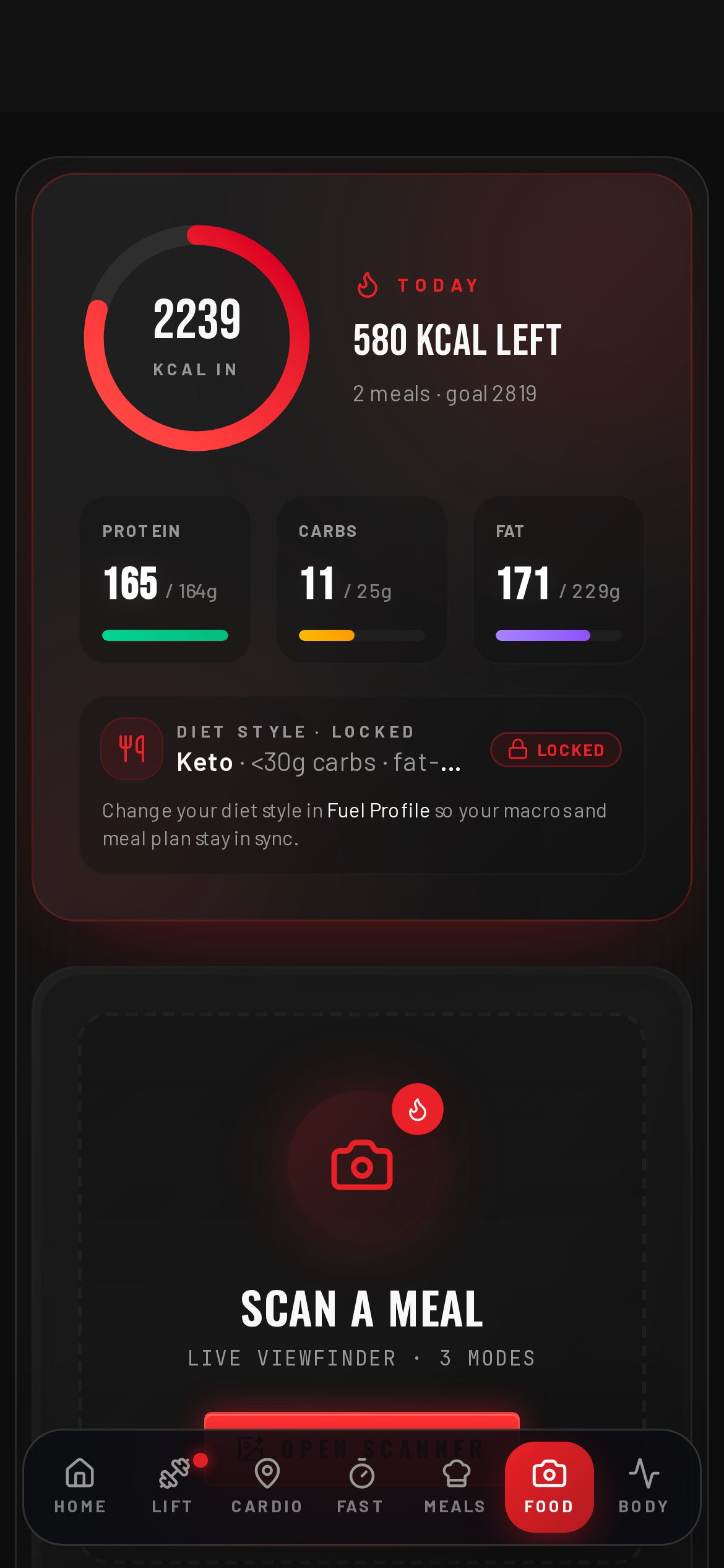Food scanner — snap, log, done