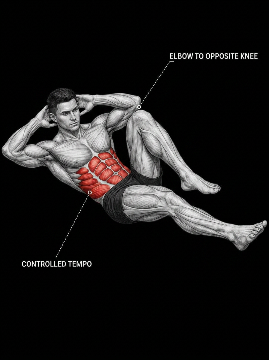 Bicycle Crunch anatomy plate