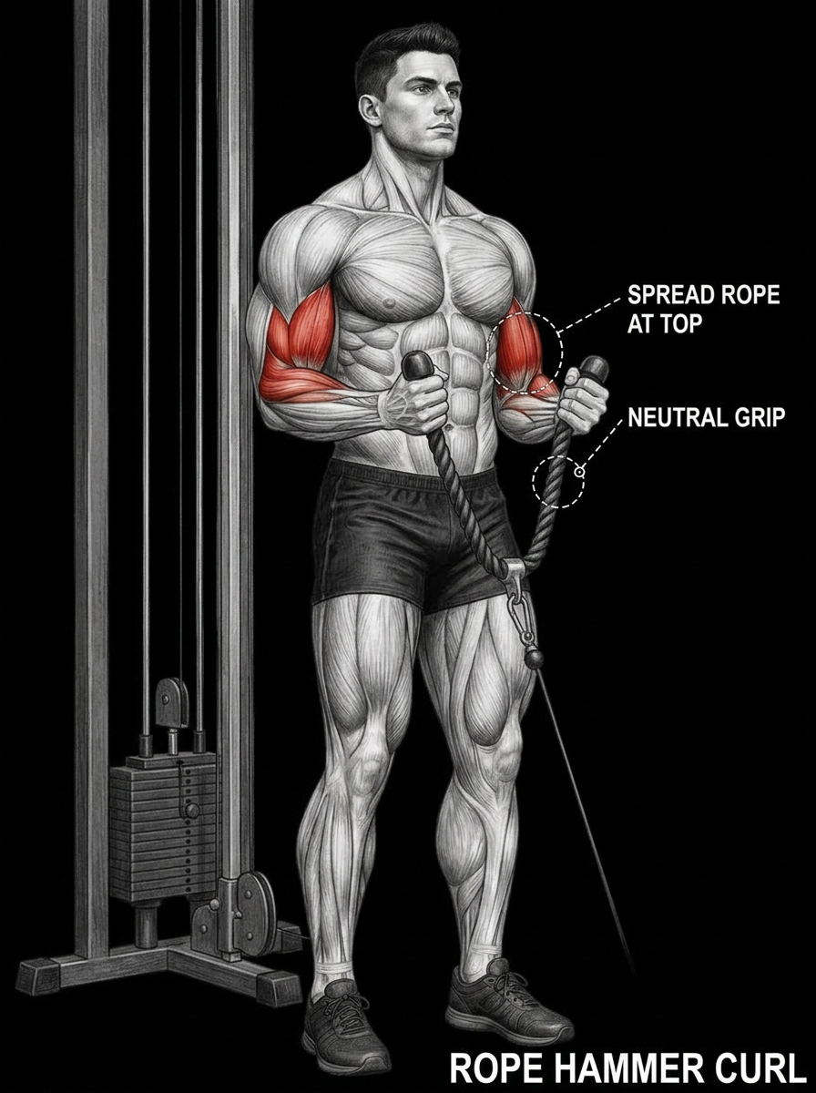 Rope Hammer Curl anatomy plate
