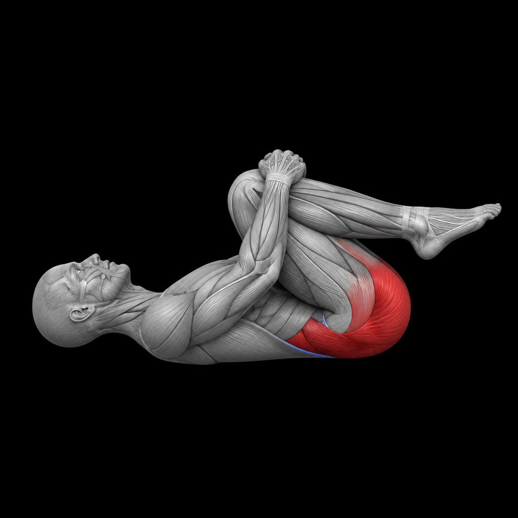 Double Knee Hug anatomy plate showing the working muscles