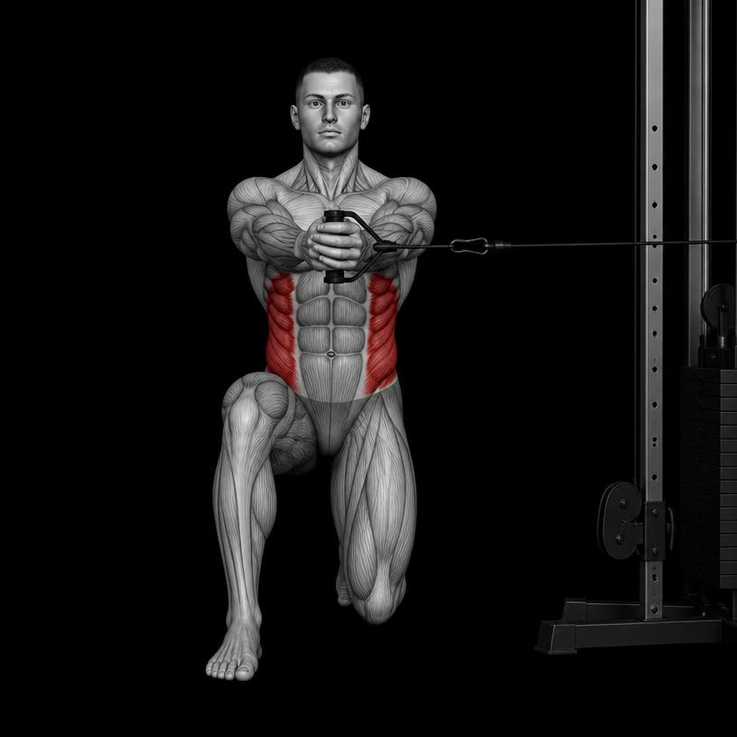 Half Kneeling Pallof Press anatomy plate