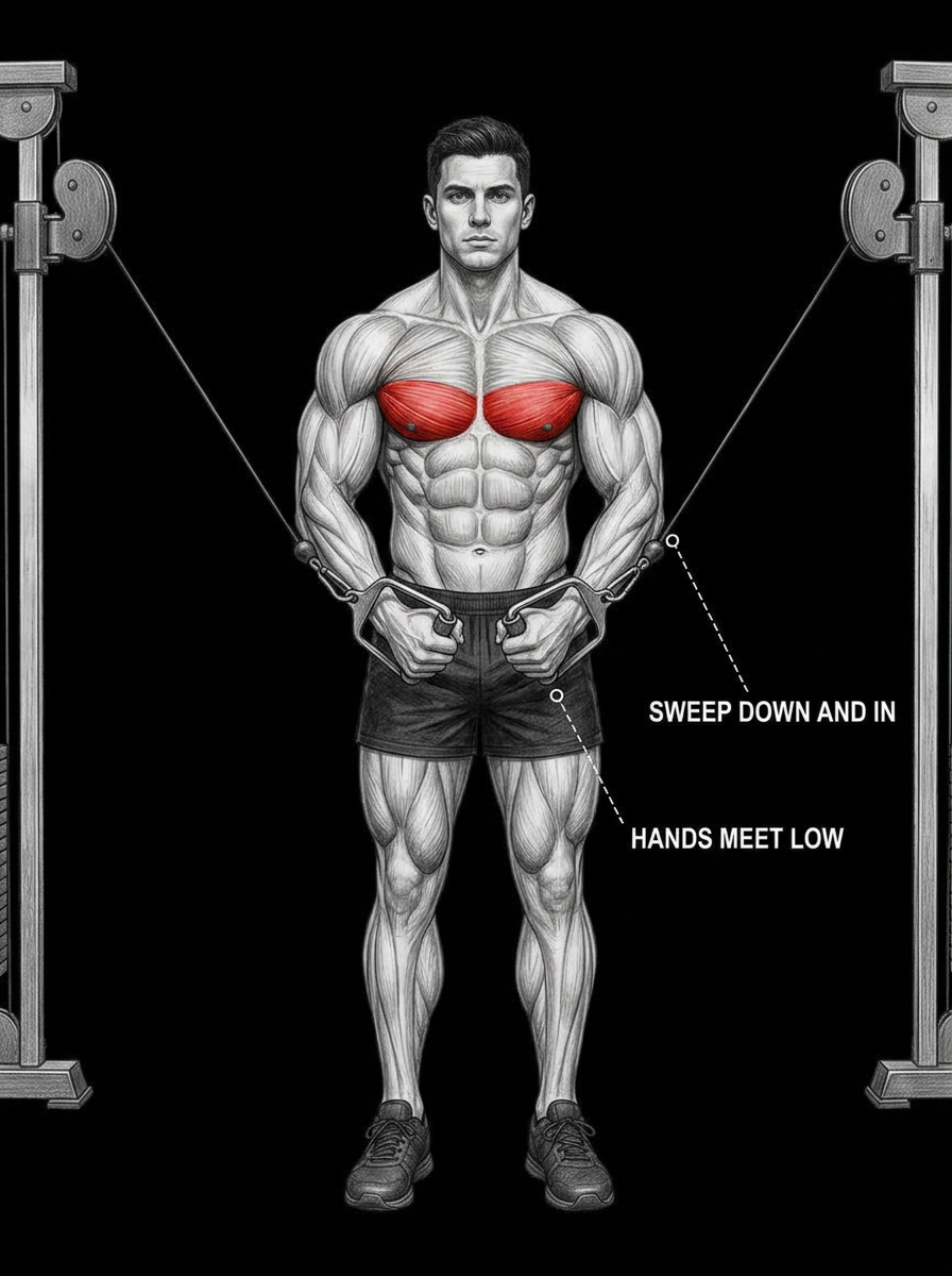 High to Low Cable Fly anatomy plate