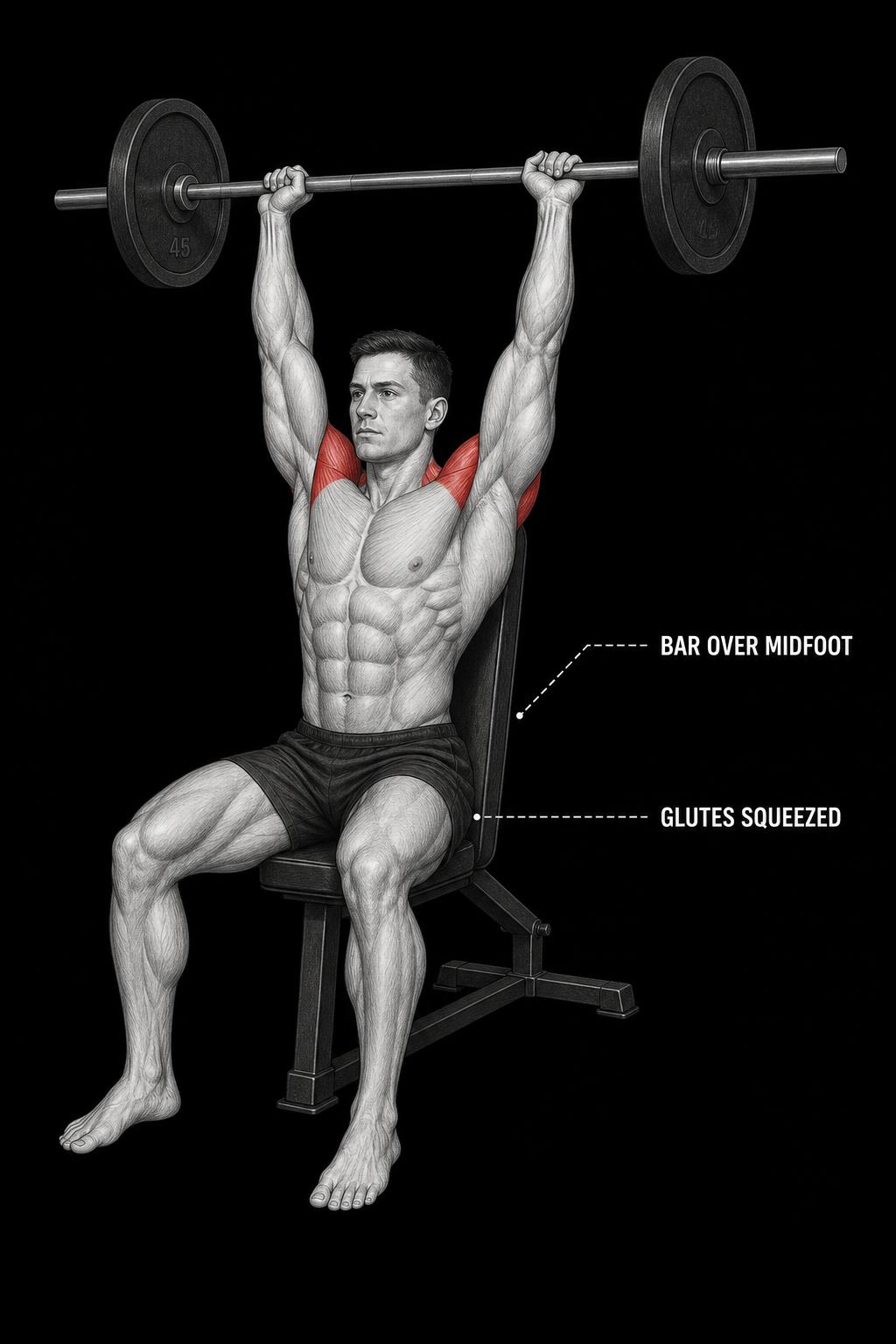 Seated Barbell Press anatomy plate