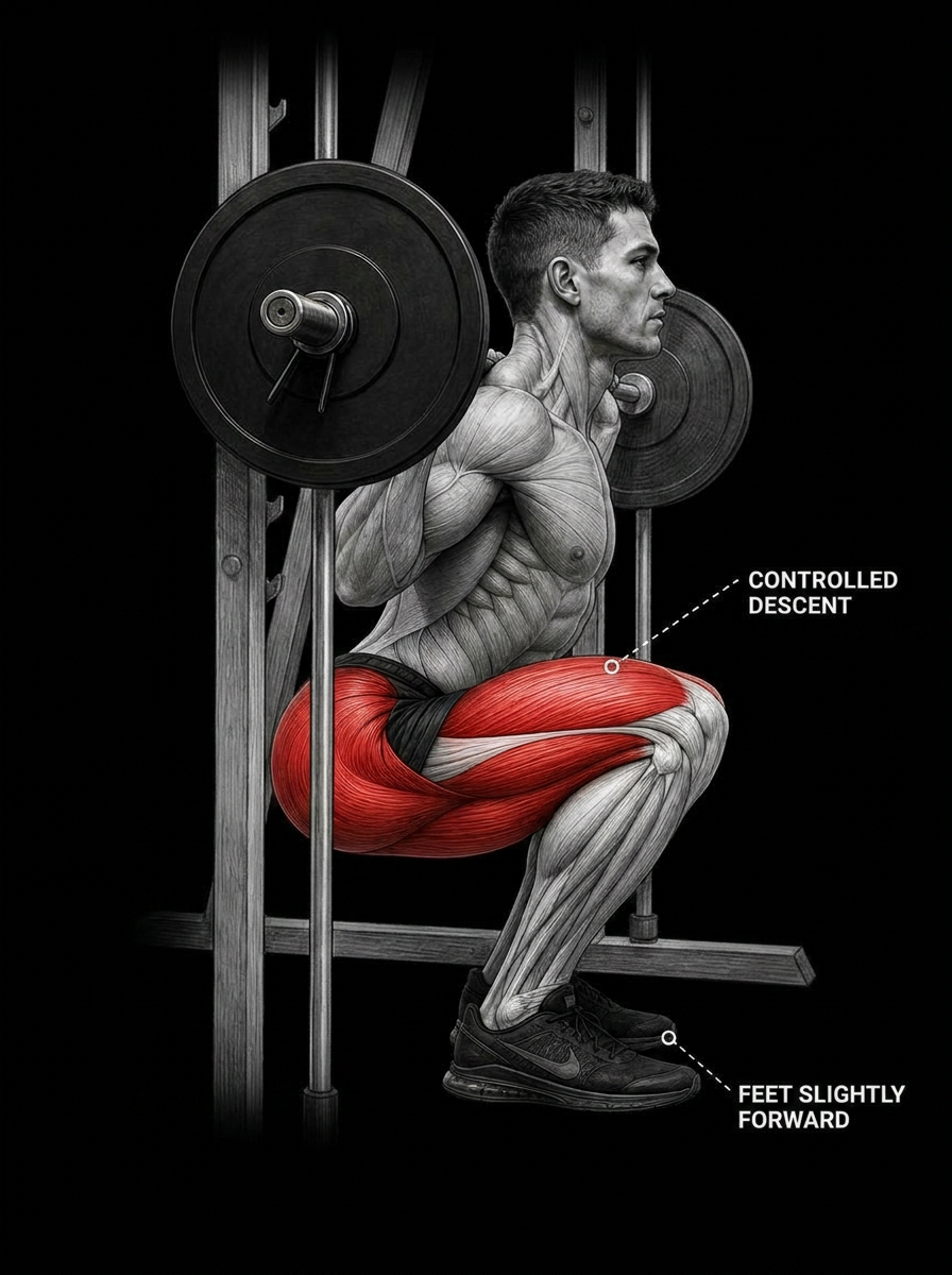 Smith Machine Squat anatomy plate