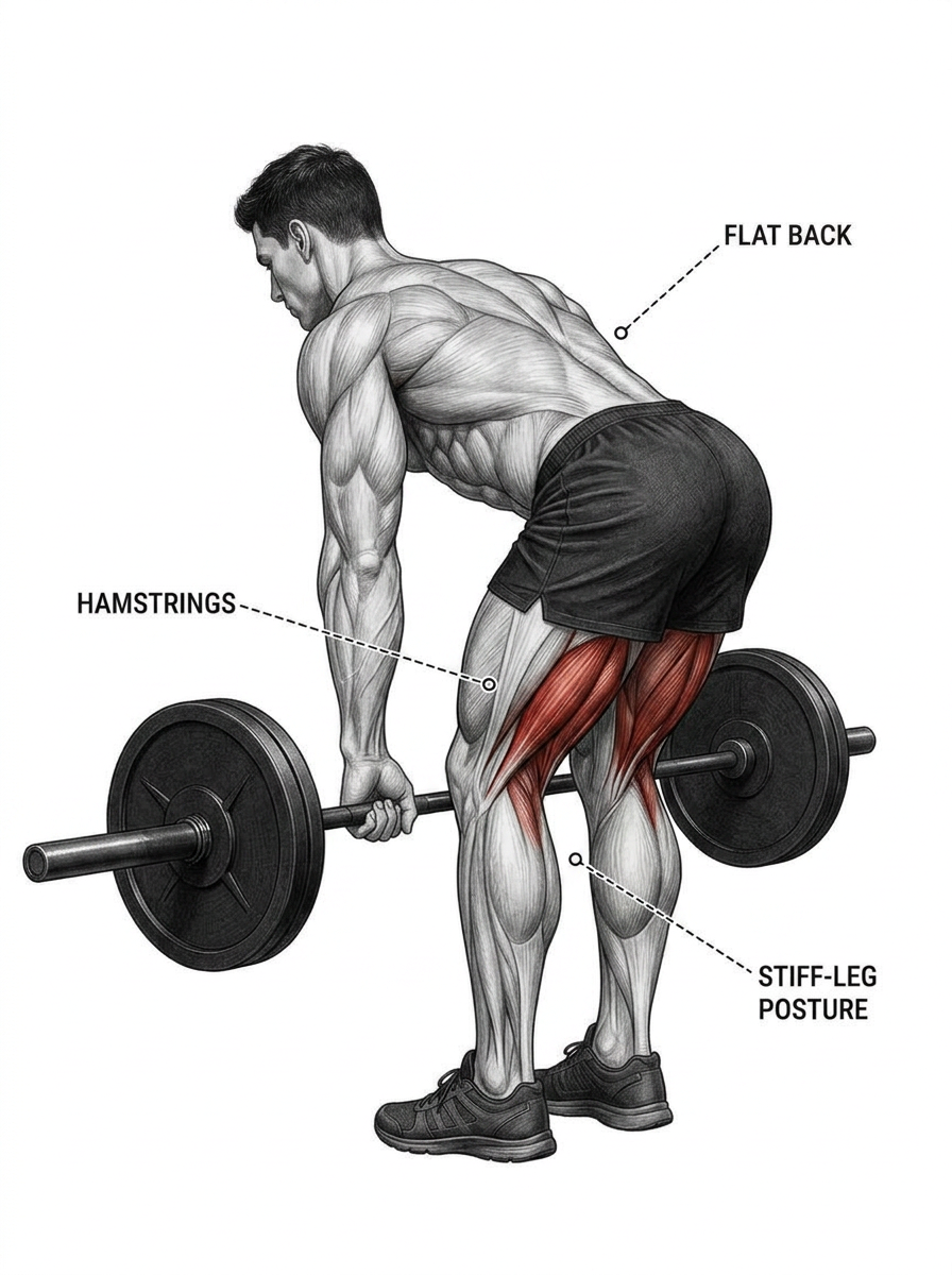 Stiff Leg Deadlift anatomy plate
