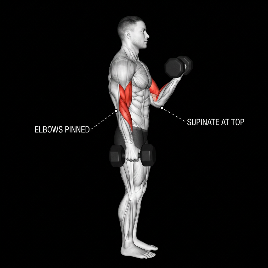 Dumbbell Curl anatomy plate