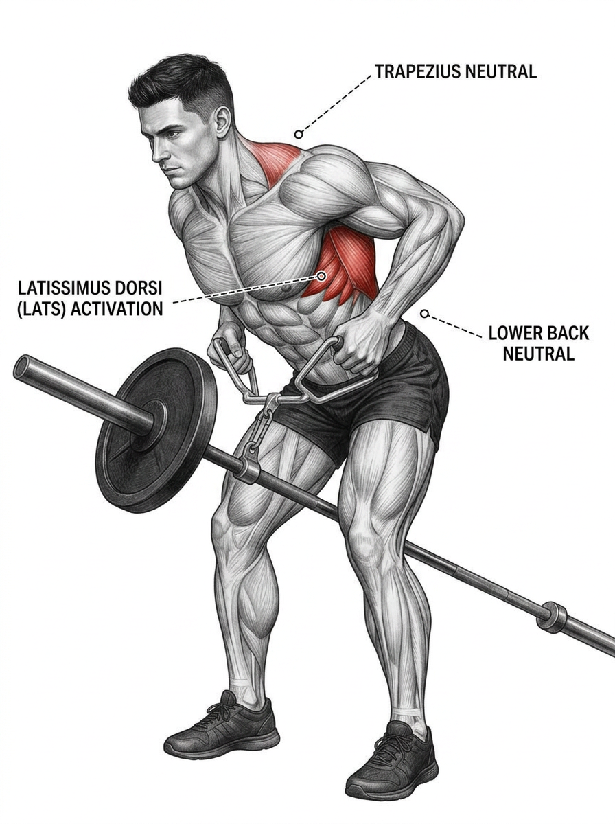 T Bar Row anatomy plate