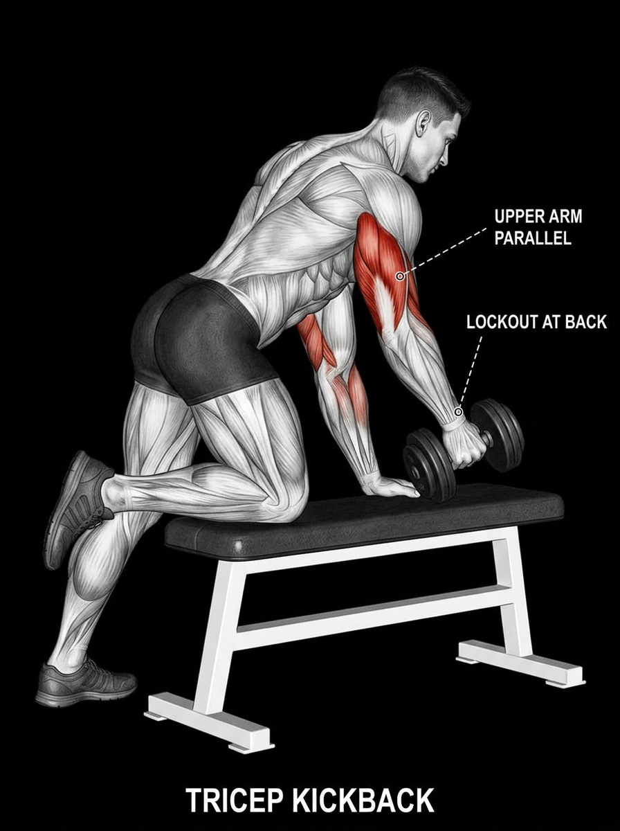Tricep Kickback anatomy plate