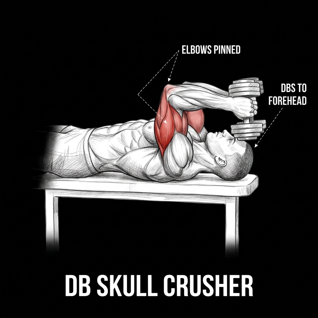 Dumbbell Skull Crusher anatomy plate