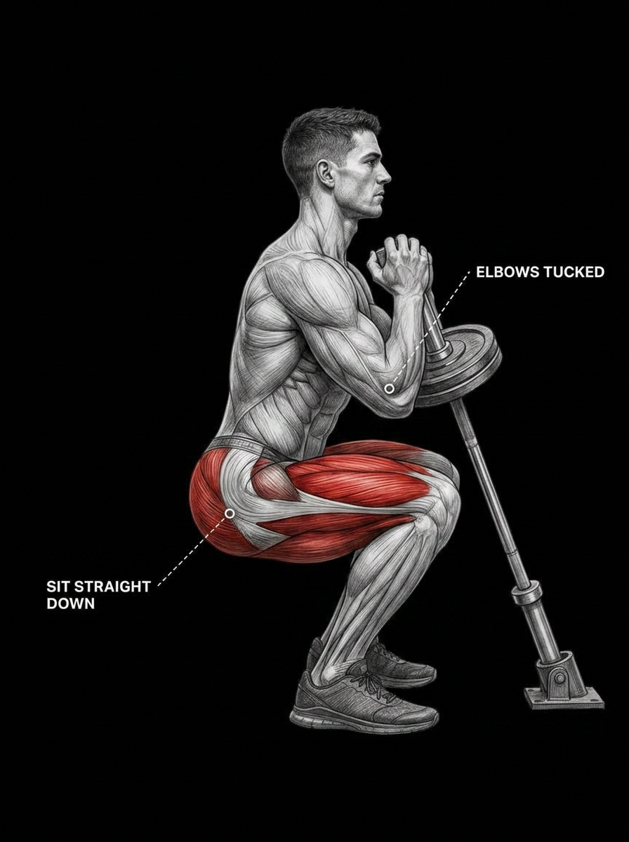 Landmine Squat anatomy plate