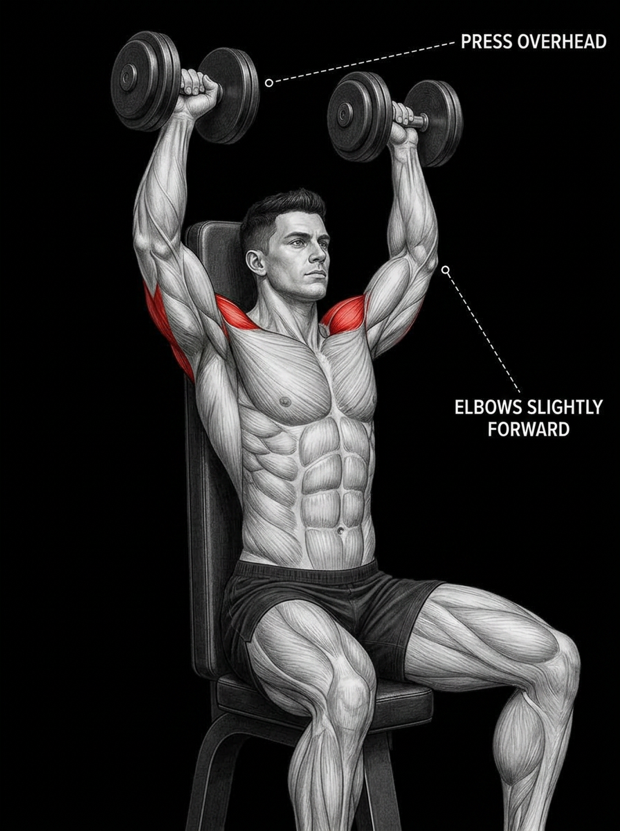 Seated dumbbell shoulder press