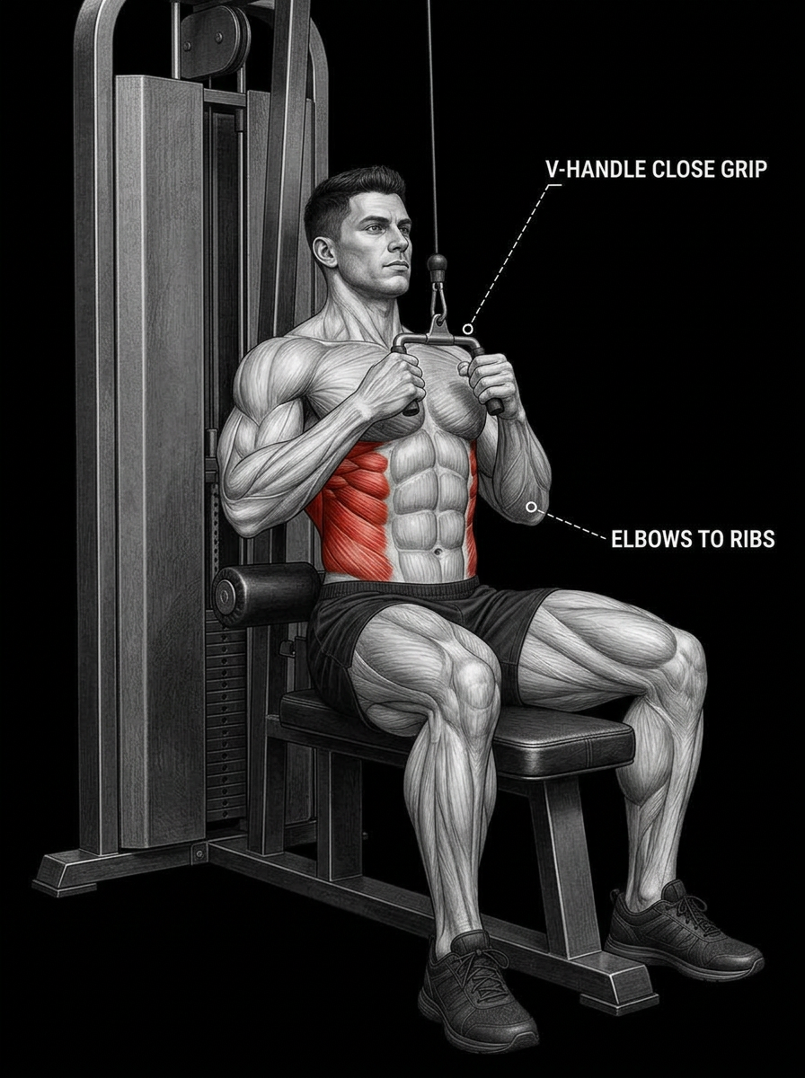 Close Grip Pulldown anatomy plate