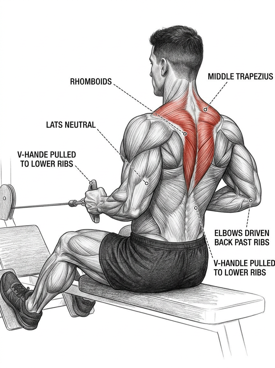 Seated Cable Row anatomy plate