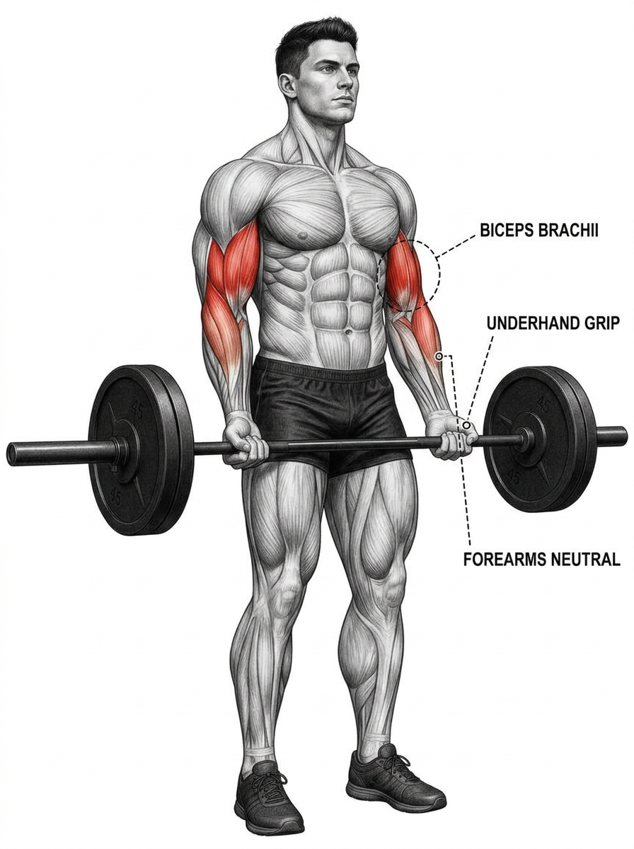 Barbell Curl anatomy plate