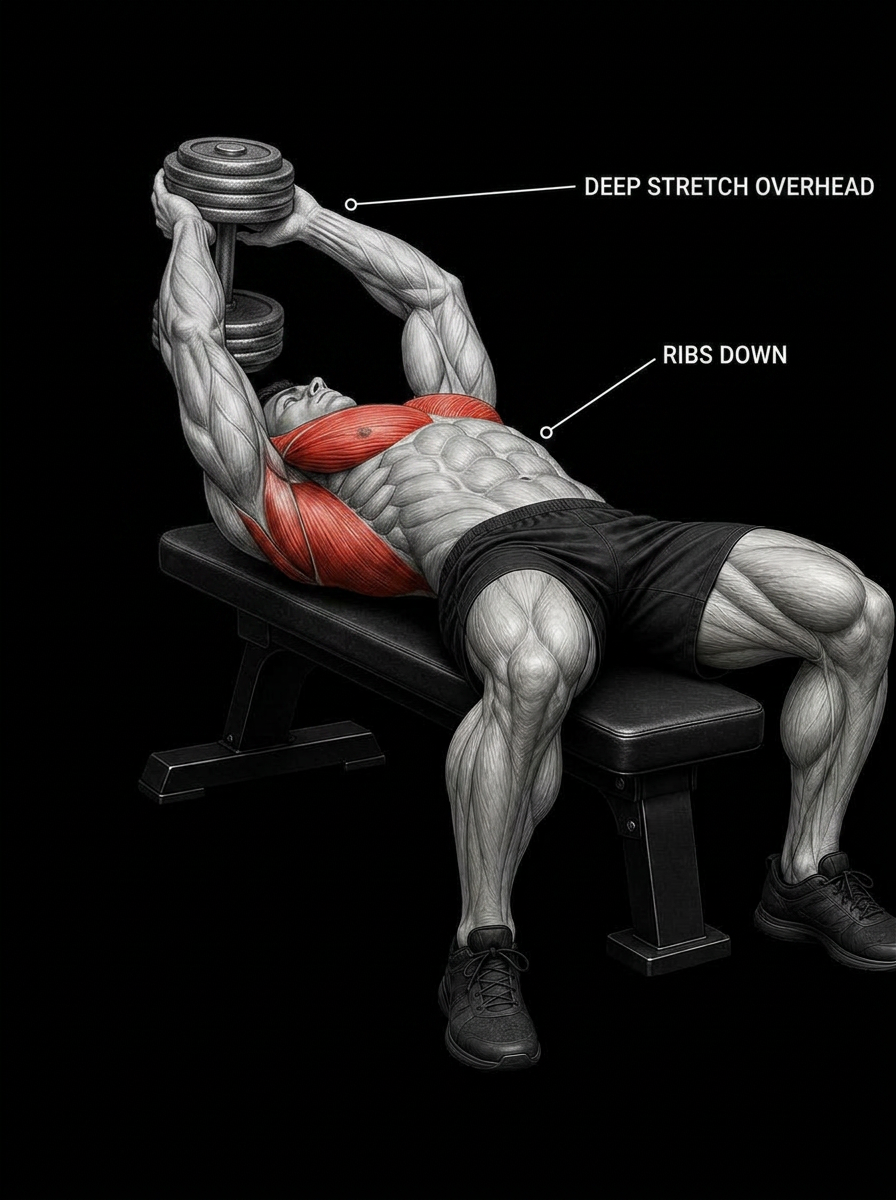 Dumbbell Pullover anatomy plate
