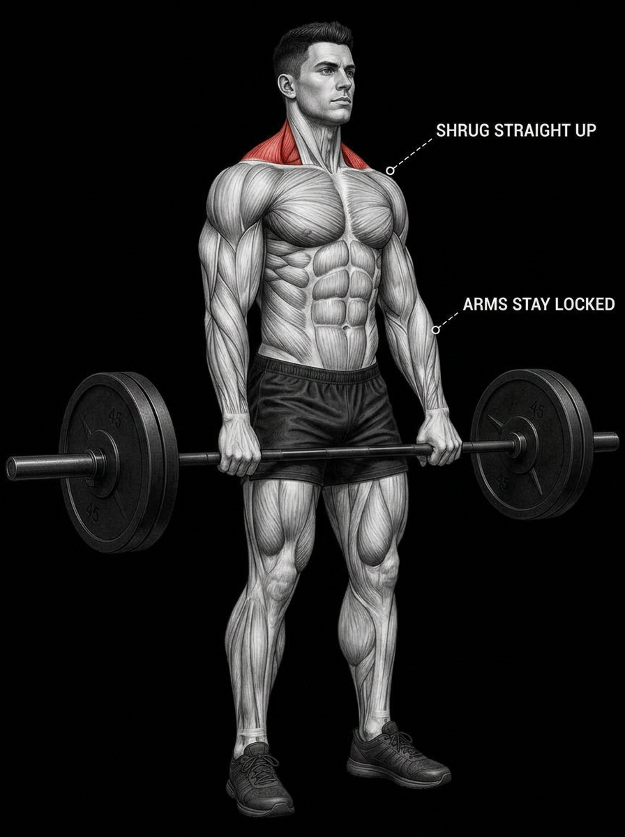 Barbell Shrug anatomy plate