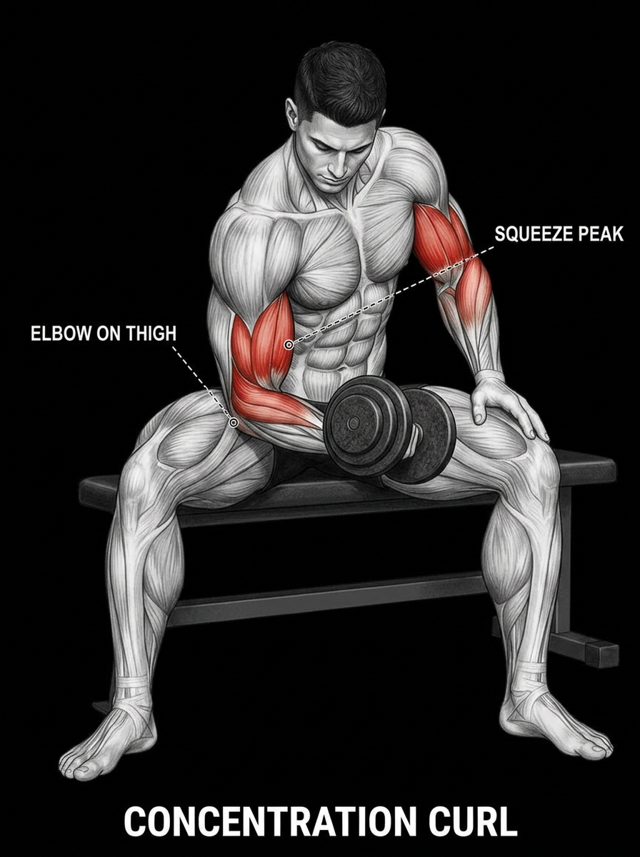 Concentration Curl anatomy plate
