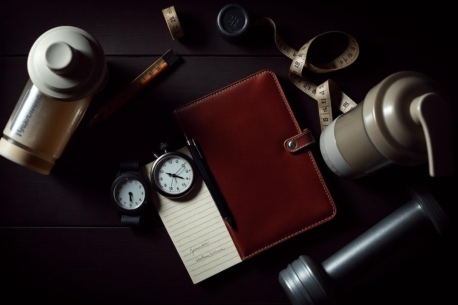 The coach's notebook — training notes, stopwatch, and tools of the trade