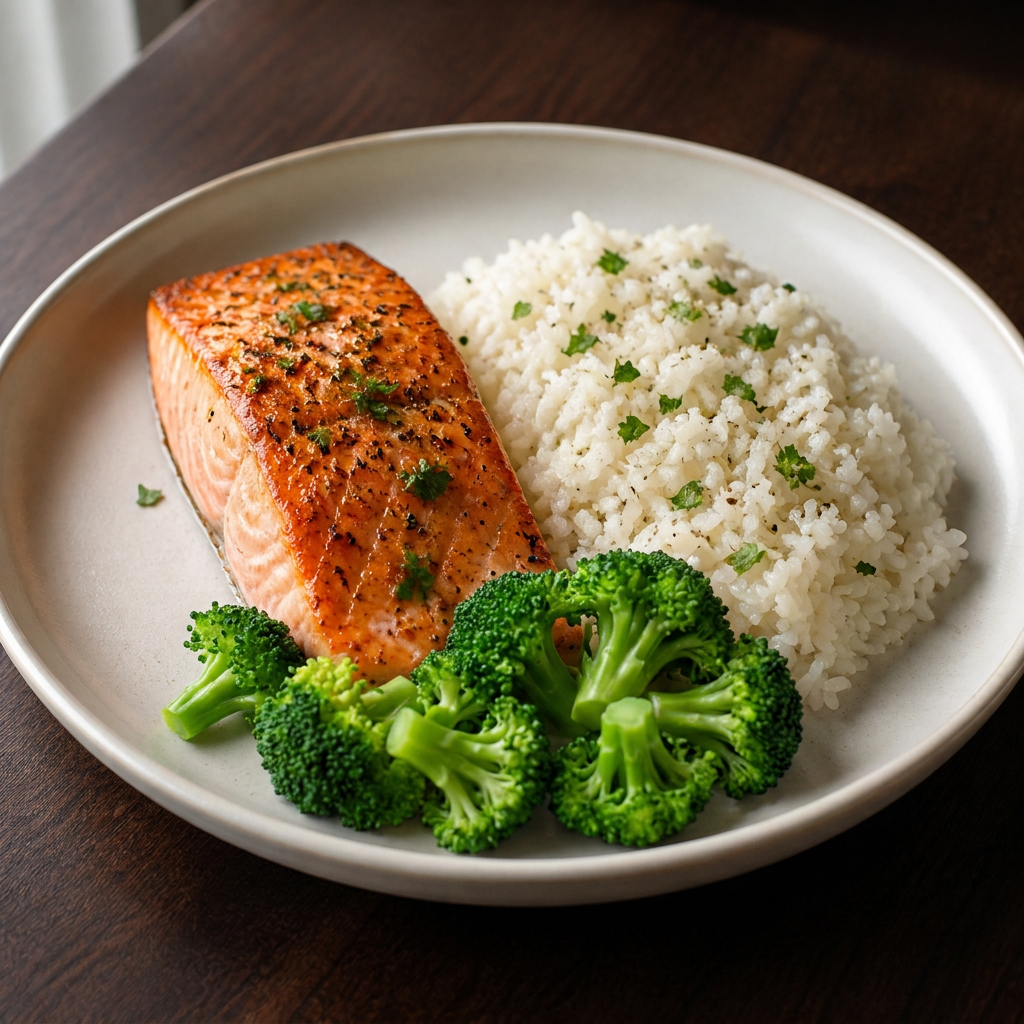 Salmon + Rice + Broccoli